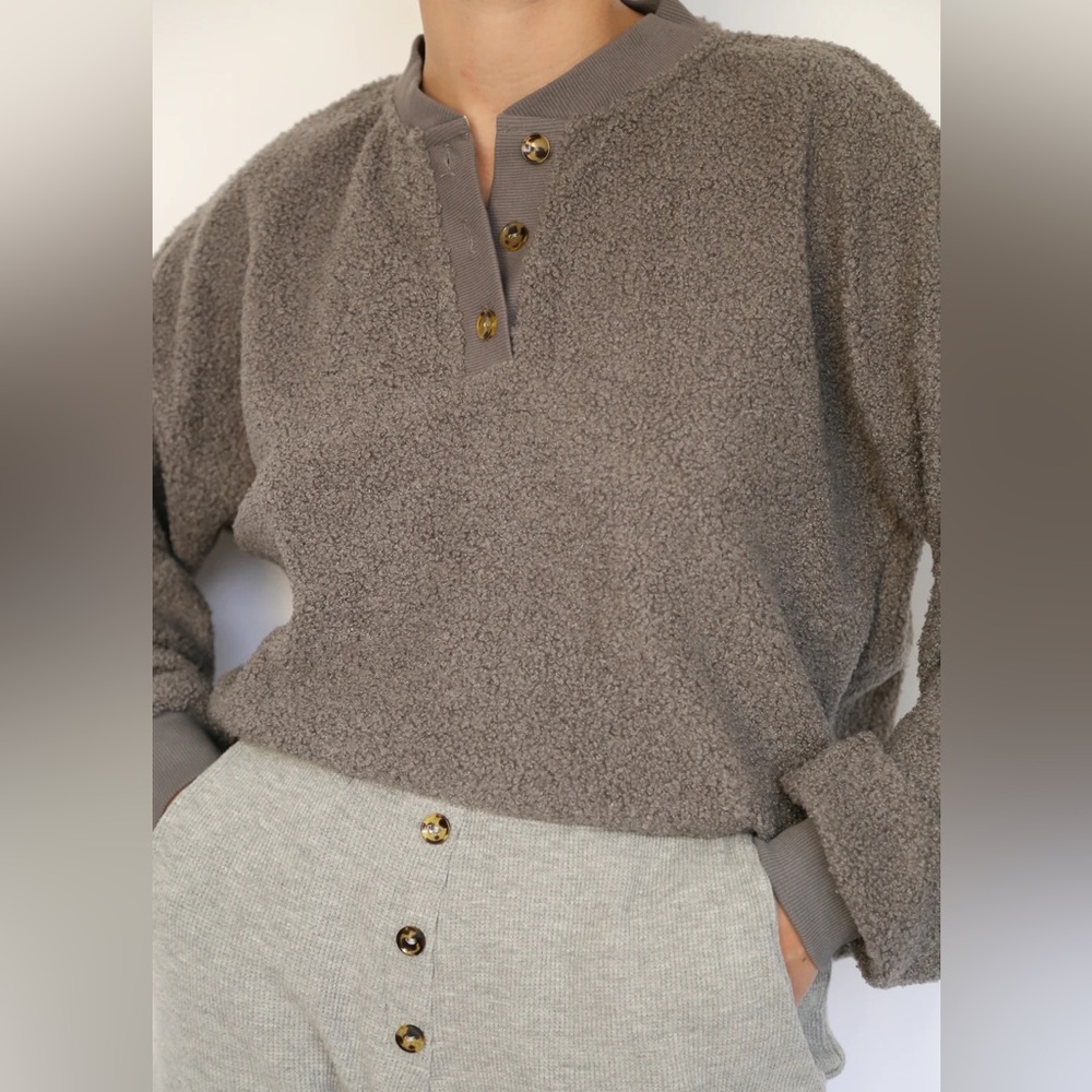 DONNI Sherpa Henley Sweatshirt